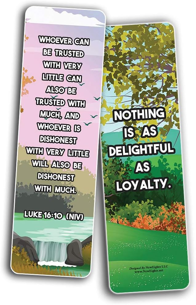 NewEights Famous Verses and Quotes on Loyalty (12-Pack) – Daily Motivational Card Set – Collection Set Book Page Clippers – Ideal for Church Events