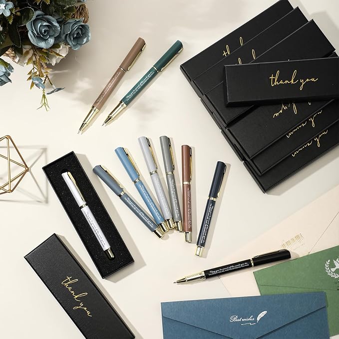 PerKoop 10 Set Thank You Gifts Inspirational Ballpoint Pens with Gift Boxes Bulk Appreciation Party Favors for Employee Coworker Staff Team Friends Office Supplies(Macaron,Proud)