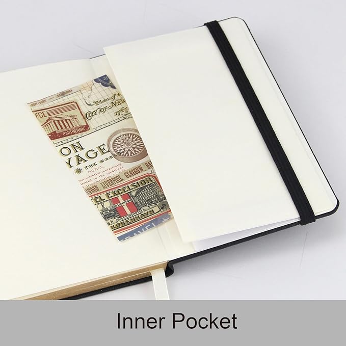 Dot Matrix Hardcover Notebook - 2 Books 3.5“ x 5.5”- Made of sustainable and excellent quality paper, simple, natural and portable, suitable for school, office use (black red)