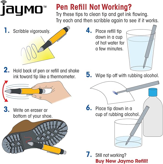 Jaymo Replacement for Parker 1950371 and Bastion - Measures 3.875 in / 98 mm Long - G2 Ballpoint Pen Refill - 12 Blue