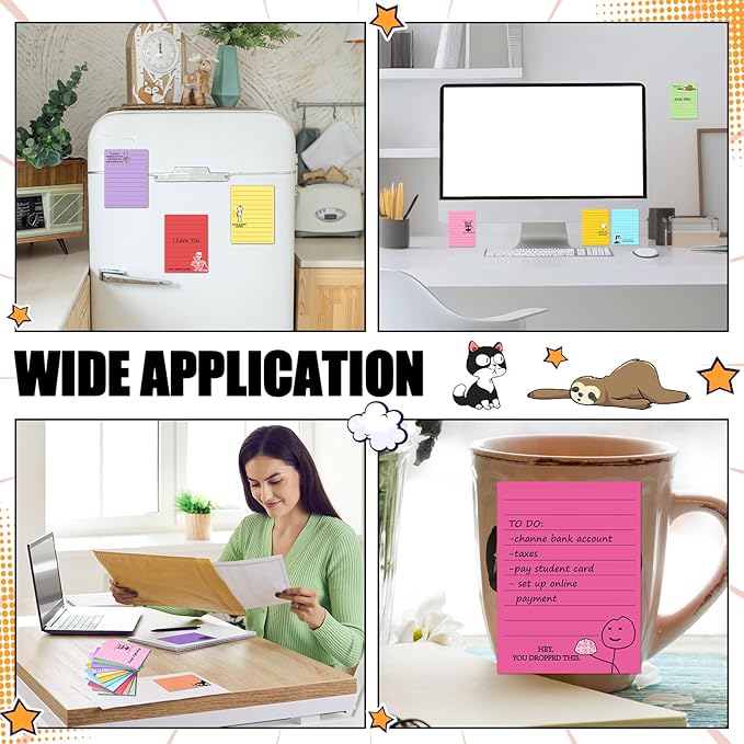 12 Pcs Funny Sticky Notes for Work 4x3 Inches Sarcastic Self Adhesive Notepads Novelty Memo Note Pads for Office Coworker Gifts Employee Appreciation Supplies(Funny)