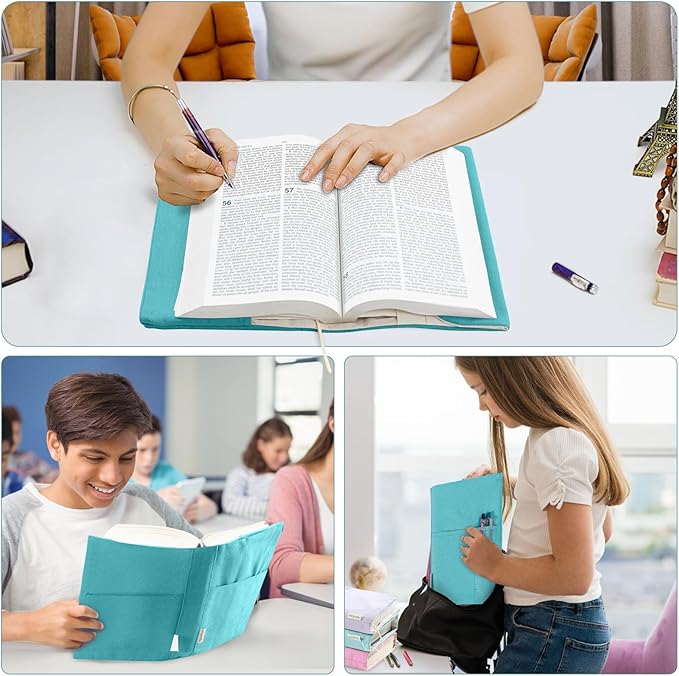 Canvas Book Covers, Washable Book Protector, Book Cover for Paperback Novels, Adjustable Book Cover for Hardcover with Pockets for Pen, Soft Cover Books, Book Lovers Gifts