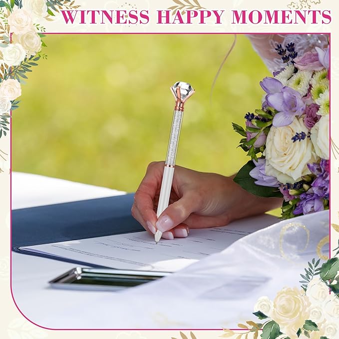 Sherr 100 Pack Big Crystal Diamond Pens Cute Ballpoint Pens Retractable Ballpoint Rhinestones Crystal Bling Gem Plated Black Gel Ink Office Supplies Gifts for Women(White,Glitter)