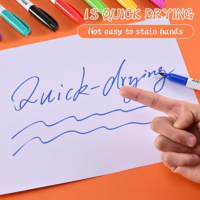 12 Colors Permanent Markers, 144 Pack Permanent Markers, Assorted Colors Marker,Fine Point, Permanent Markers Bulk, Fast Dry, Waterproof, work on Plastic, Glass, Metal, Wood and Stone