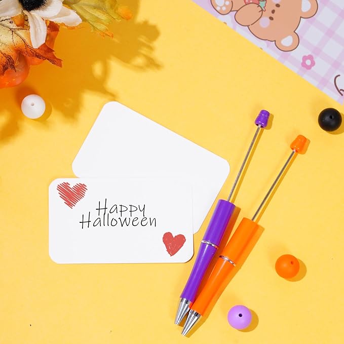 jiebor 30Pcs Beadable Pens Plastic Bead Pen Black Ink Ballpoint Pens Diy Pens Cute Cool Pens for Halloween Kids Girls Students Teacher Bridal Graduation Gift Office School Supplies