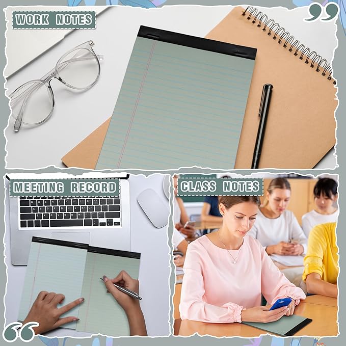 Lincia 12 Pcs 5" x 8" Colored Note Pads Mini Legal Pads Ruled 50 Sheets Per Micro Writing Pads Perforated and Lined for College Office Supplies (Fresh Colors)