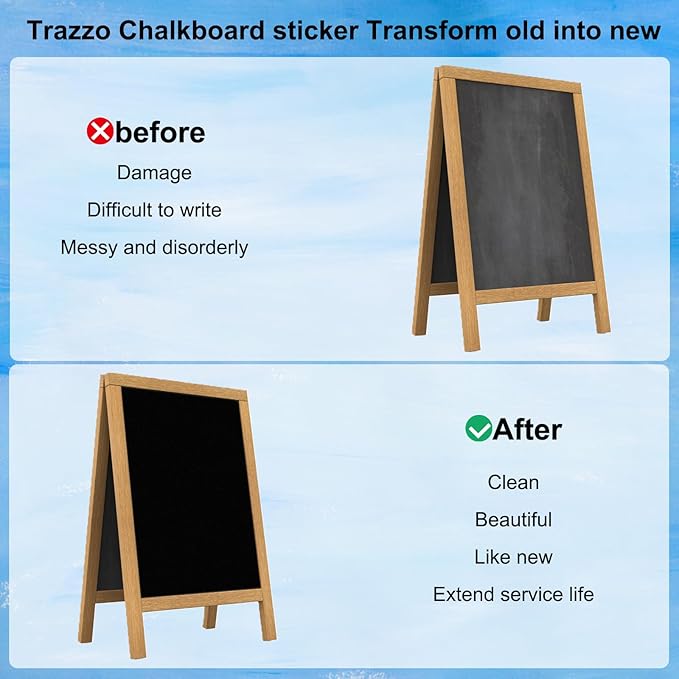 Extra Large Chalkboard Wallpaper Stick and Peel(1.48ft.x13.1ft.) Chalk Board Wall Paper Chalk Paint Removable Renovate Blackboard Sticker with 5 Chalks for Home&Office Wall Board Sign(17.7*157Inches)