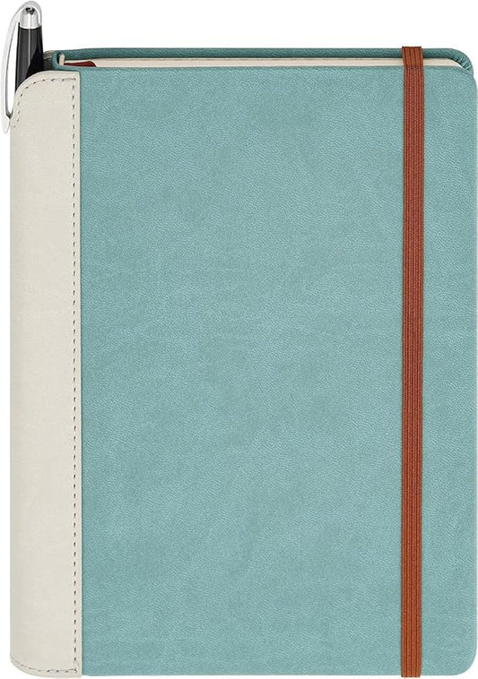 SETTINI® Lined Journal - Sleek Teal Journal for Writing Gift Set - Hardcover Vegan Leather, Includes Luxury Pen in a Unique Pen Holder, 192 Pages, 6 x 8.5 inches, Birthday Gifts