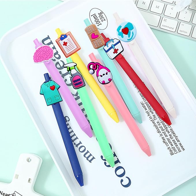 12 Pcs Nurse Pens Cute Nursing Student Essentials Pens, Include 6 replacement refills Writing Instruments for Nurses, Medical Assistants, Students, Workers Office Appreciation Gifts