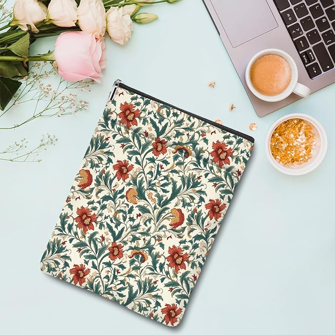 Botanical Book Sleeve, Classic Flower Book Covers for Paperbacks, Floral Book Pouch Book Protector, Book Lovers Gifts for Women Girls Wife, Book Accessories Book Club Gifts Christmas Birthday Gifts