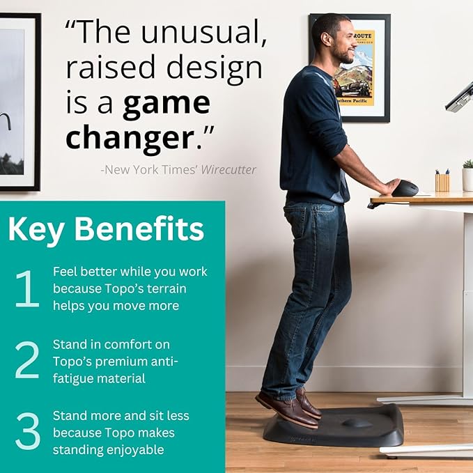 Topo Comfort Mat by Ergodriven | The Not-Flat Standing Desk Anti-Fatigue Mat with Calculated Terrain | Standing Desk Mat | Comfortable Standing Mat | Office Mat | Desk Accessories | Altostratus Grey