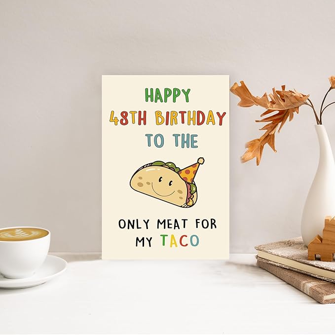 Funny 48th Birthday Card Gifts for Men, Happy 48th Birthday Decorations for Husband Him, Taco Gifts for 48 Years Old Bday Man, Cool 48 Mens Bday Ideas