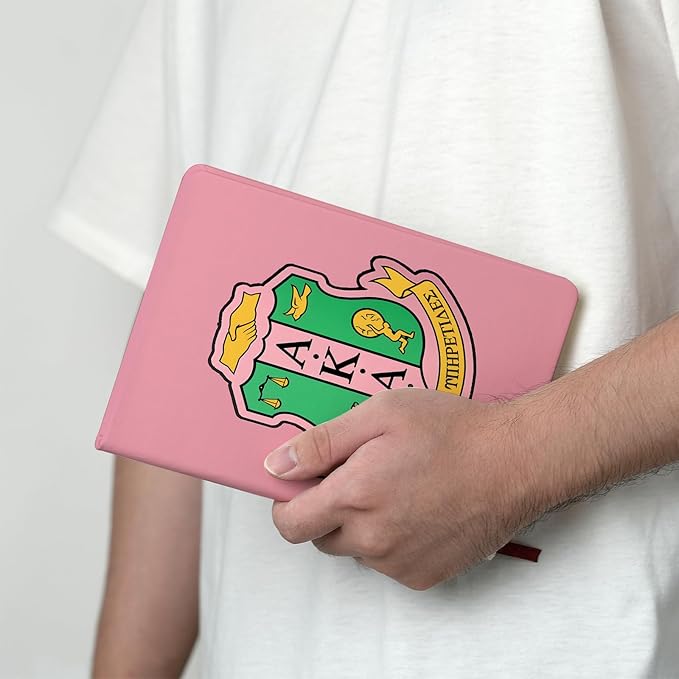 AKA Sorority Gift Leather Notebook for Women Girls Pink and Green Greek Sorority Journal Notebook Sisterhood Graduation Gift (1)