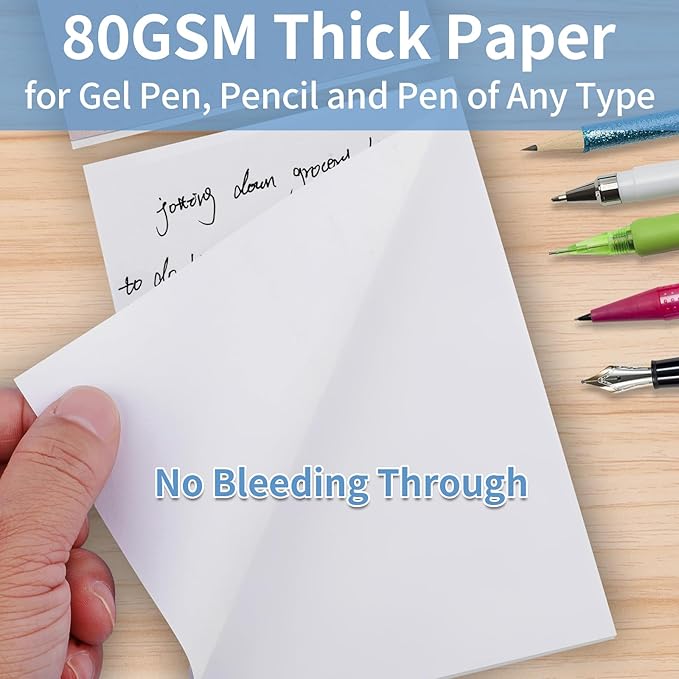 Note Pads 4x6 Inch, 6 Pack Blank Scratch Pads, 50 Sheets Per Memo Pad for Writing, White Pad of Paper Suit for Home, Office and School, Tear off Notepad, Small Server Notebook