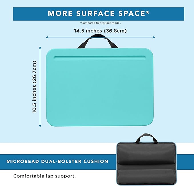 LAPGEAR Compact Lap Desk - Aqua Sky - Fits up to 15 Inch Laptops - Style No. 43109