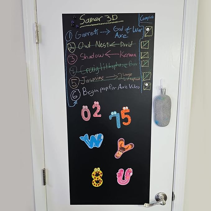 Magnetic Chalkboard Contact Paper for Wall 40" x 18" Self Adhesive Blackboard Wallpaper Peel and Stick Chalk Board Wall Decal Roll with Chalks for Kids Home Playroom Classroom