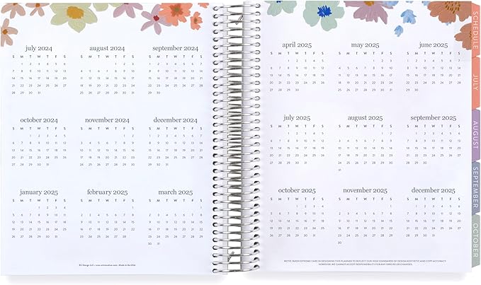 Erin Condren 12-Month Spiral Academic Planner (Jan 2025 - Dec 2025) | 7x9 School Agenda, Notebook and Calendar | 80 Lb. Text Weight Paper | Groovy Waves Cover and Floral Interior, Platinum Coil