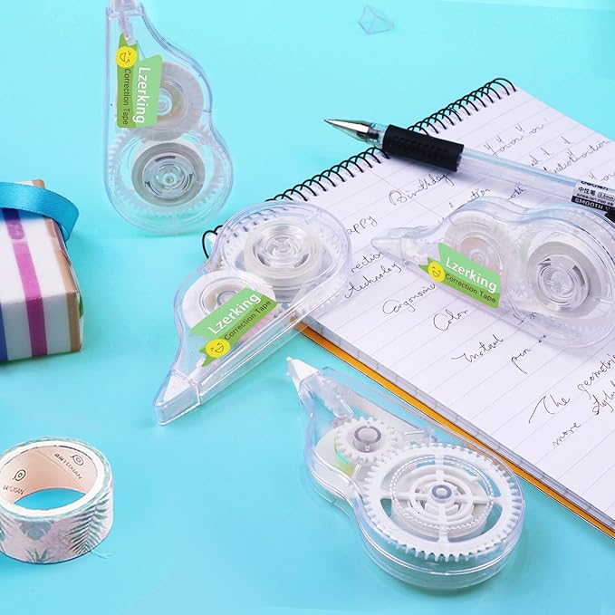 Lzerking Correct Correction Tape,White,32-Count,Transparent Dispenser Shows How Much Tape is Remaining