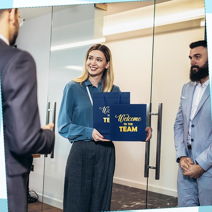 SaieGlossy New Employee Welcome to The Team Gift Sets Notebook and Pen Welcome to The Team Box Employee Appreciation Gift Sets for New Office Worker(Blue)