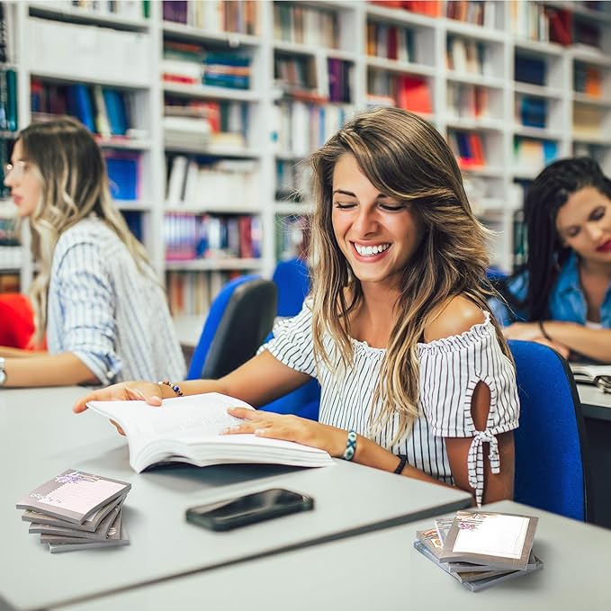 Sabary 9 Pads Sticky Notes 3.15 x 3.94 Inches Cute Self Sticky Note Pads Colored Adhesive Notepad for Memo Reminder Journal Studying Office Home Gift (Book Lover)