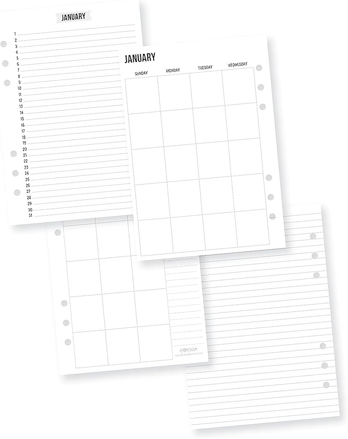 Simple Carpe Diem A5 Planner Double-Sided Inserts, Multicolor