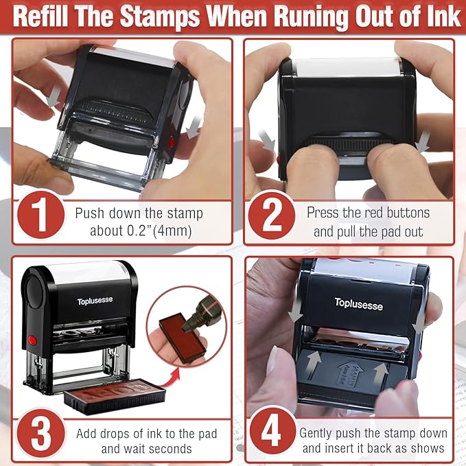 Non-MACHINABLE Stamp Self Inking Non Machinable Rubber Stamp Office Message Stamp Office Supplies- Red Ink One Line