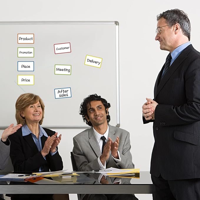 Dry Erase Magnetic Label 5x3 Inch Colored Border, 40 Pack, Reusable Magnetic Dry Erase Labels, Magnet Labels for Whiteboards