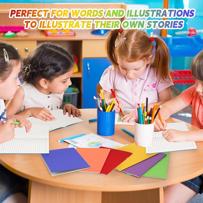 Gueevin 24 Pcs Blank Books for Kids to Write Stories Bulk Composition Notebooks Colorful Soft Cover Notebooks for Drawing Ruled Lined Journals Sketching Kindergarten Easter Gift (Stylish Colors)