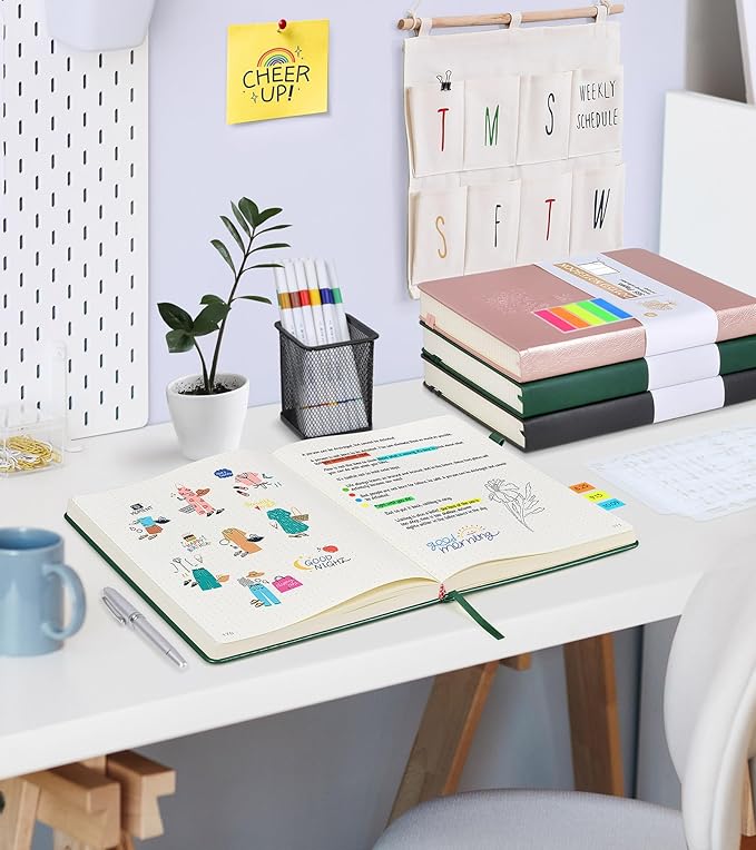 Dotted Journal Notebook, 360 Numbered Pages Bullet Dot Grid Journal,100gsm Dot Paper Thick Hardcover Leather Journal for Writing Women Men, A5 Dotted Grid Notebooks for Work 5.75" x 8.38" Green