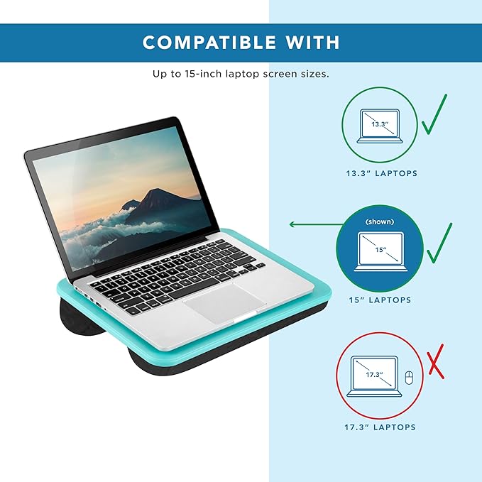 LAPGEAR Compact Lap Desk - Aqua Sky - Fits up to 15 Inch Laptops - Pack of 12 - Style No. 43009