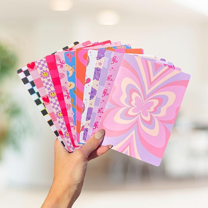 E-reader Cardstock Paper Inserts for Clear Case | 12 pk 4.88 x 6.73” inches Paper White 11th Generation 6.8" Screen Compatible Put Behind Case Colorful Floral Designs Change Out (Design Mix 4)