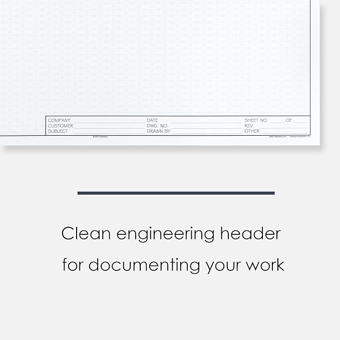 11" x 17" Isometric Graph Paper 50 Sheets Landscape - 0.25" Grid, Non-photo Blue, High Brightness, Drafting, Engineering, Art, 3D Design (3-Pack)