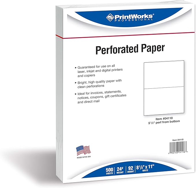 PrintWorks Professional Perforated Paper, 2500 Sheets, 2 Part Perf