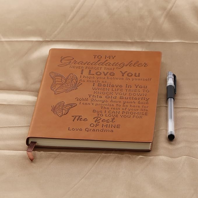 To My Granddaughter Leather Journal Notebook I'll Always Be With You Gifts for Granddaughter 130 Page Travel Journal Diary Sketch Book Gift for Girls (Granddaughter)