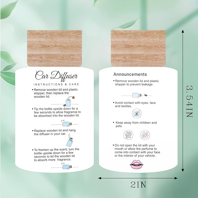 200 Pcs Hanging Car Diffuser Instruction Cards for Car Oil Diffuser Bottles,2 x 3.54 Inch (White and Pink,Novel Style)