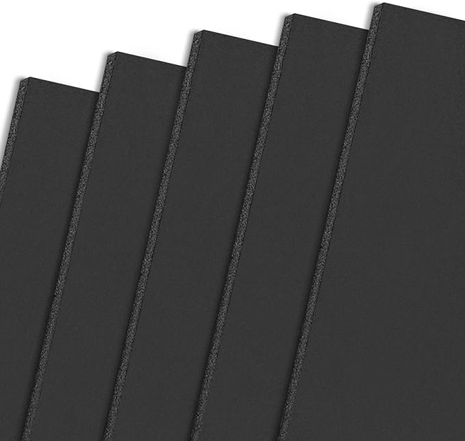 Mat Board Center, Pack of 10 Acid-Free Foam Boards, 16x20 inch Black Foam Boards, 3/16" Thick