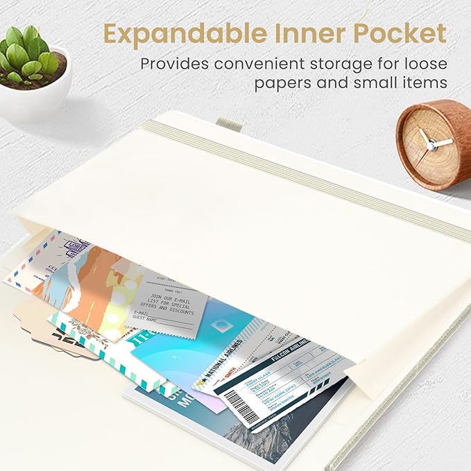 Lined Journal Notebook for Women & Men, Hardcover Leather Journal for writing, A5 College Ruled Notebook for Work & Note Taking, Perfect for Office School Home Supplies, 160 Pages, Beige Grey