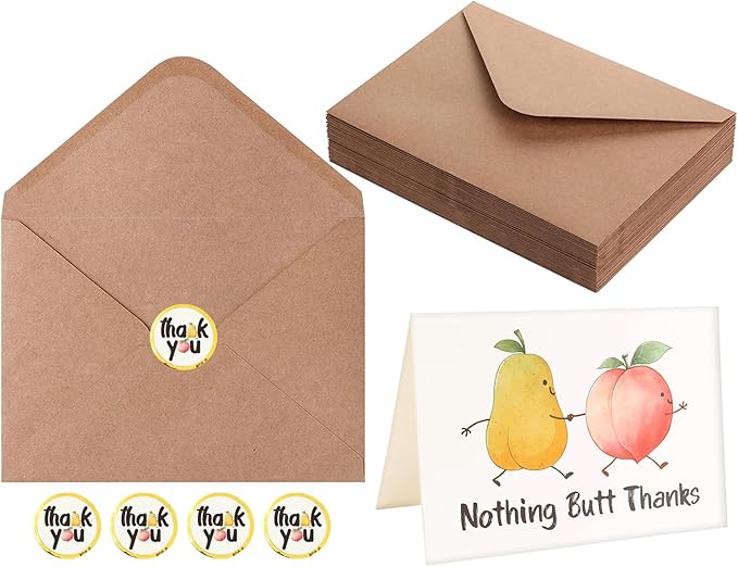 32 Funny Thank You Cards wtih Envelopes & Stickers,Fun Greeting Note Cards 4 x 6 in,Bulk Boxed Set Assortment for Employee Teachers Friends Business Coworker Gratitude Appreciation