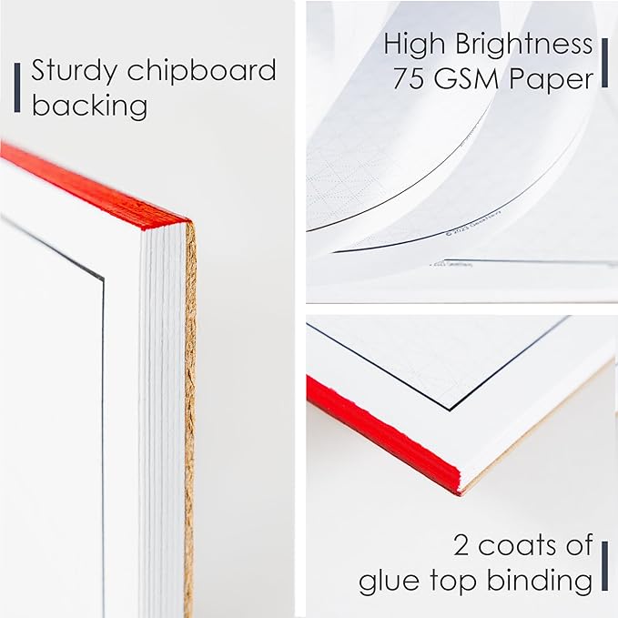 11" x 17" Isometric Graph Paper 50 Sheets Landscape - 0.25" Grid, Non-photo Blue, High Brightness, Drafting, Engineering, Art, 3D Design (3-Pack)