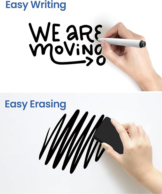 VUSIGN Magnetic White Board Kit for Wall 24" x 18", 1 Dry Eraser & 2 Multicolor Markers & 4 Magnetic Pins, Sliver Reinforced Aluminum Frame for Home, School, Office