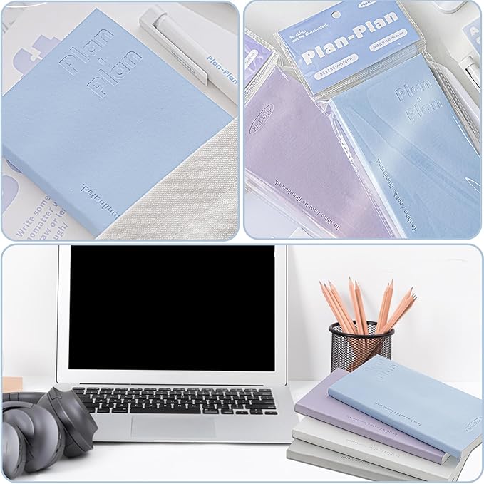 Soft Leather Pocket Notebook - 3.5" x 7.3" - to Do List Daily Planner with 160 Pages & Stickers - Ideal for Daily Plans, School, and Office Supplies (Blue)