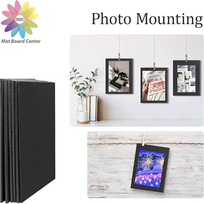 Mat Board Center, Pack of 10 Acid-Free Foam Boards, 9x12 inch Black Foam Boards, 3/16" Thick