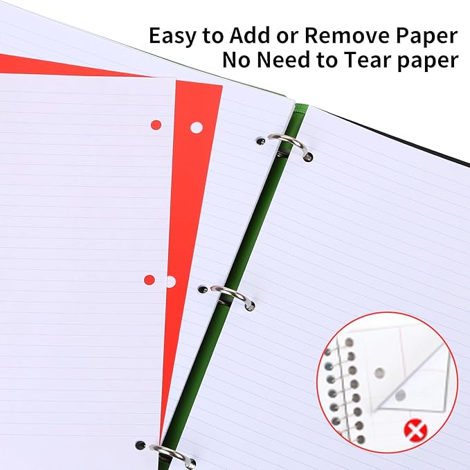 Pivotable Refillable Notebook, 3 Ring Binder Notebooks 1 Inch, Notebook with Dividers and Pockets, Folder Notebook, Flexible Binder, Soft Binders 3 Ring, Foldable Binder- Black