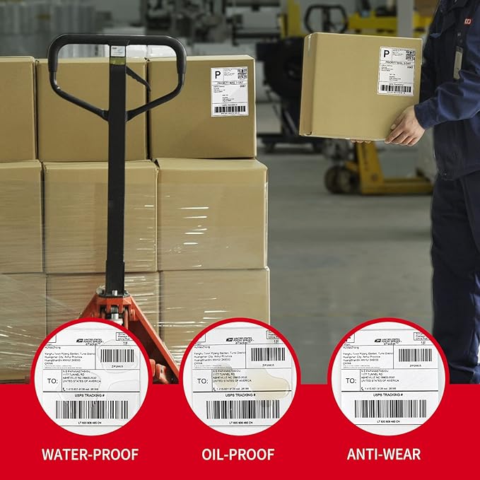 Misofuki 4x6 1 Stack 1000 Labels Fanfold Direct Thermal Shipping Labels Compatible with Rollo, MUNBYN, Zebra, Fargo Label Printer, Permanent Adhesive White Commercial Grade Labels for Thermal Printers