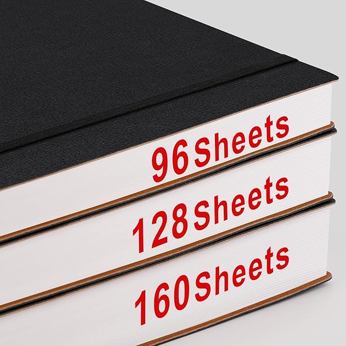 AHGXG Bullet Dotted Journal - Large A4 Notebook Dotted, 8.5''×11'', 320 Pages Dot Grid Notebook, 100gsm Thick Paper, Leather Softcover, with Journal Stencils, Inner Pocket - Black