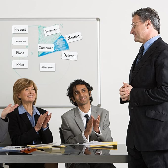 Reusable Magnetic Labels 4x2 Inch White, Dry Erase Magnetic Labels for Whiteboards,Pack of 40