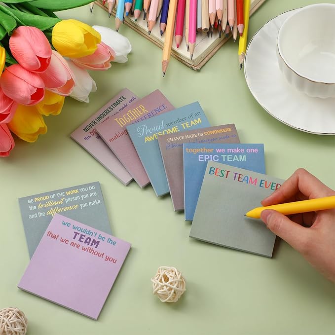 Yinder 24 Pcs Team Sticky Notes Team Appreciation Gifts Bulk Employee Coworker Inspirational Sticky Notes Pad Appreciation Gifts for Teacher Nurse Office Supplies 3 x 3''(Morandi,Appreciation)