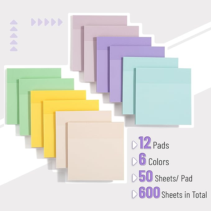 Mr. Pen- Transparent Sticky Notes, 3”x3”, Morandi Colors, 12 Pads, 600 Sheets, See Through Sticky Notes, Bulk Sticky Notes Transparent, Translucent Sticky Notes, Clear Transparent Sticky Notes Clear