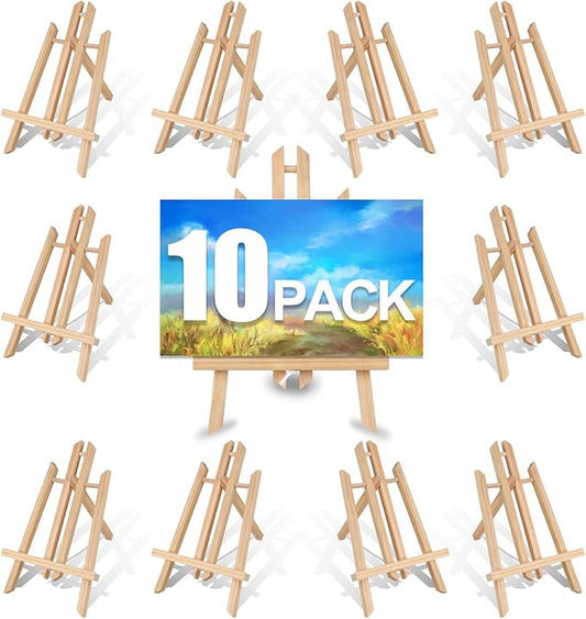 10pack Portable Wood Easel - Desktop Display Rack for Parties and Events - Versatile Wood Art Stand for Artists and Creations