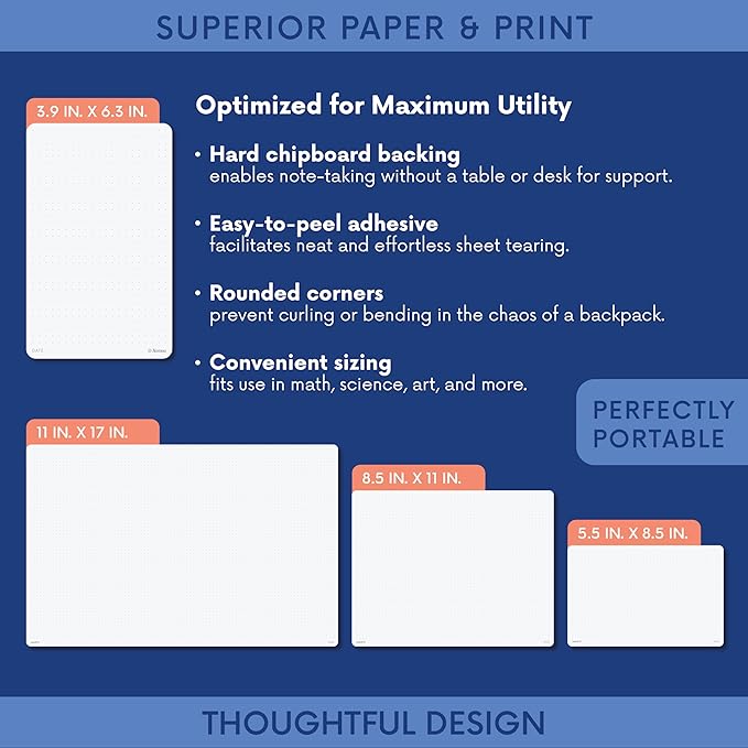 Notsu Dot Grid Notepads 8.5 x 11 inch, 2 Pack | Minimalist Dotted Memo Mouse Pads with Premium Thick Paper, Letter Size